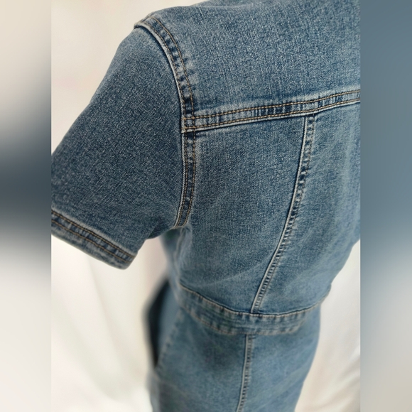 Eco Peace Love Button Denim Mini Dress - Picture 9 of 13